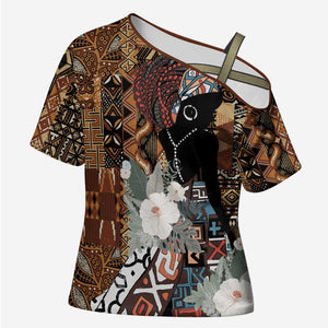Beautiful Black Woman Cross Shoulder Shirt African Tribal Pattern