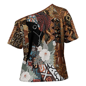 Beautiful Black Woman Cross Shoulder Shirt African Tribal Pattern