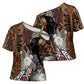 Beautiful Black Woman Cross Shoulder Shirt African Tribal Pattern