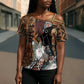 Beautiful Black Woman Cross Shoulder Shirt African Tribal Pattern
