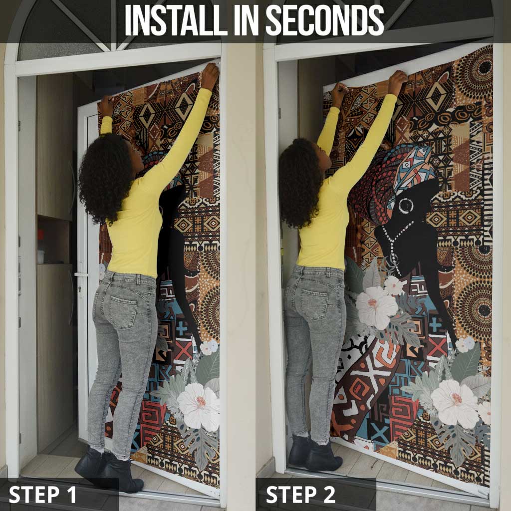 Beautiful Black Woman Door Cover African Tribal Pattern
