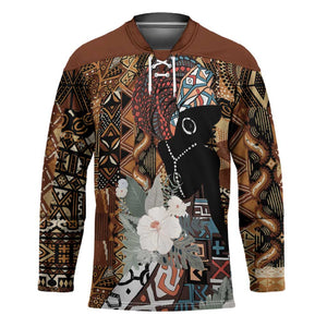 Beautiful Black Woman Hockey Jersey African Tribal Pattern