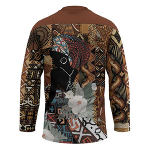 Beautiful Black Woman Hockey Jersey African Tribal Pattern