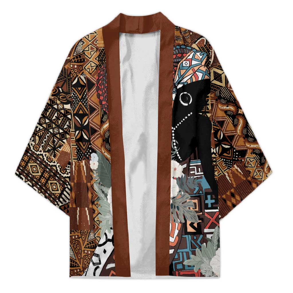 Beautiful Black Woman Kimono African Tribal Pattern