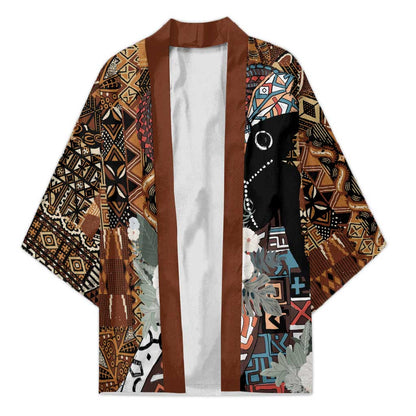 Beautiful Black Woman Kimono African Tribal Pattern