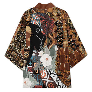 Beautiful Black Woman Kimono African Tribal Pattern