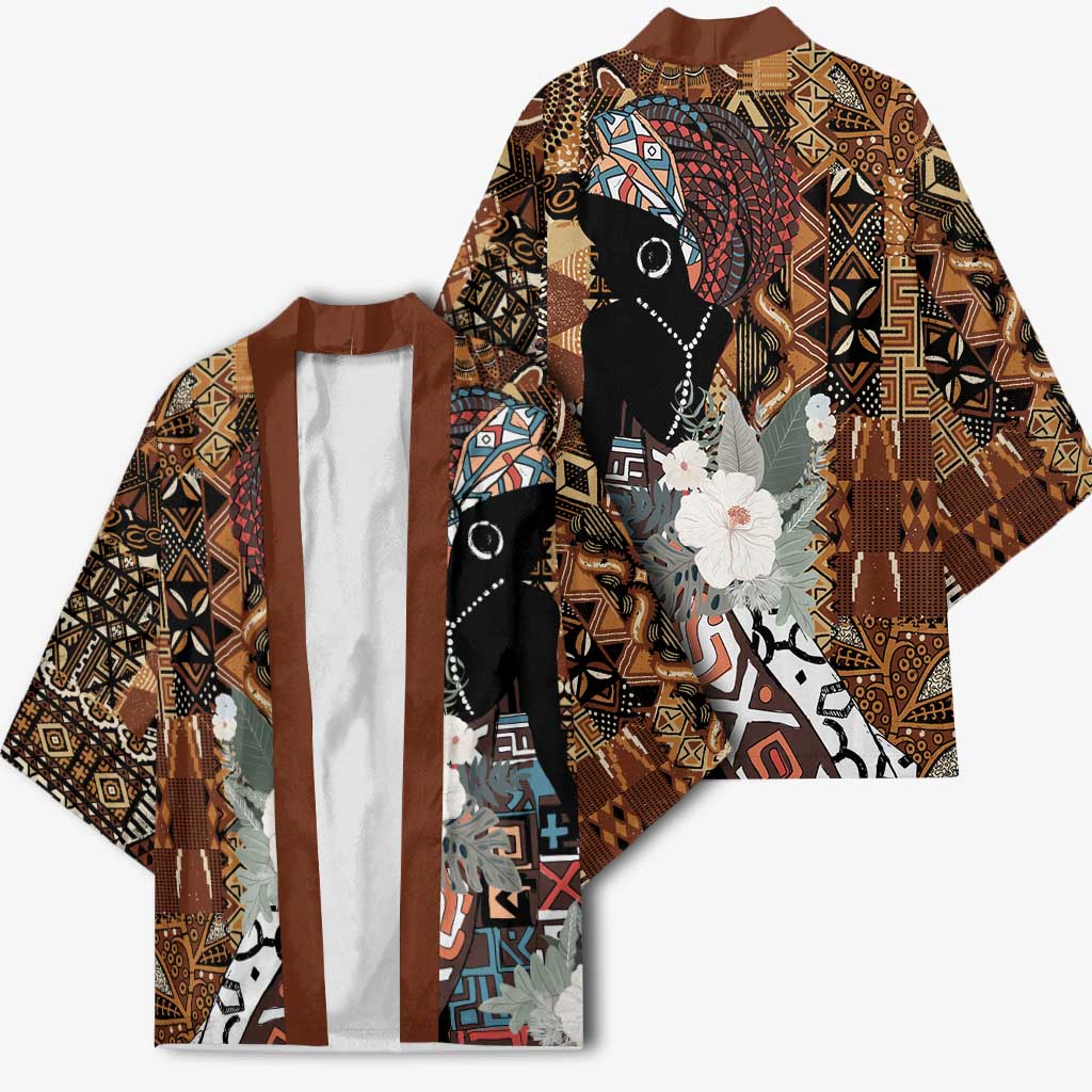 Beautiful Black Woman Kimono African Tribal Pattern