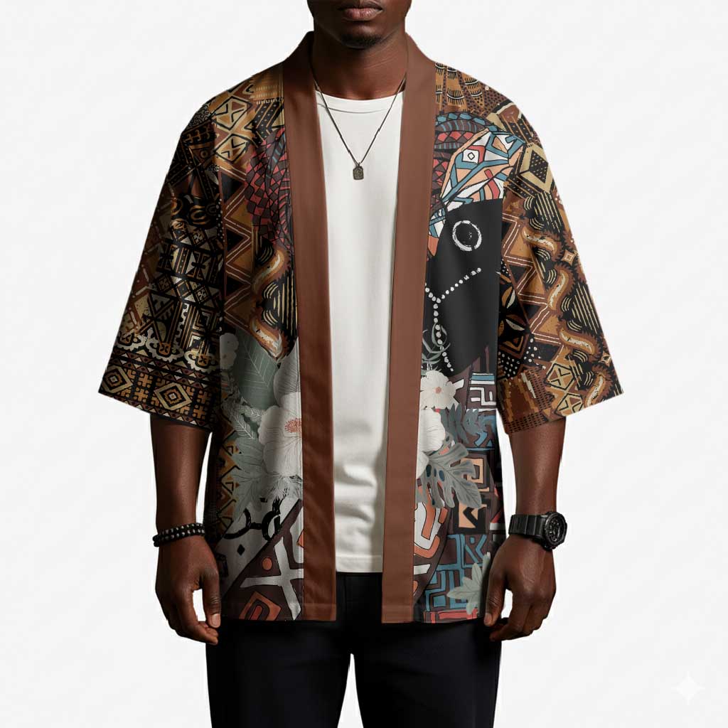 Beautiful Black Woman Kimono African Tribal Pattern
