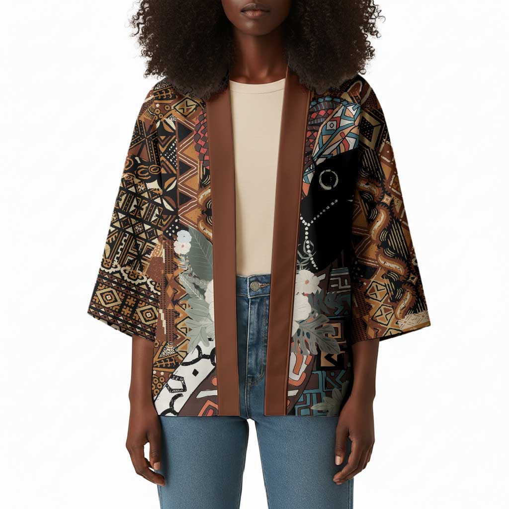 Beautiful Black Woman Kimono African Tribal Pattern