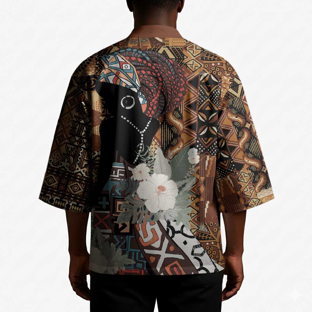 Beautiful Black Woman Kimono African Tribal Pattern
