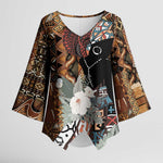 Beautiful Black Woman Kimono Sleeve Blouse African Tribal Pattern
