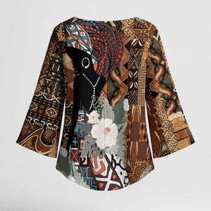 Beautiful Black Woman Kimono Sleeve Blouse African Tribal Pattern