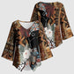 Beautiful Black Woman Kimono Sleeve Blouse African Tribal Pattern