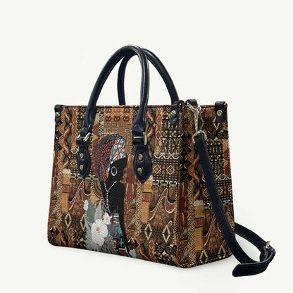 Beautiful Black Woman Leather Bag African Tribal Pattern