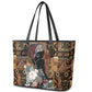 Beautiful Black Woman Leather Tote Bag African Tribal Pattern
