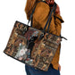 Beautiful Black Woman Leather Tote Bag African Tribal Pattern
