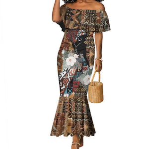 Beautiful Black Woman Mermaid Dress African Tribal Pattern