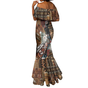 Beautiful Black Woman Mermaid Dress African Tribal Pattern