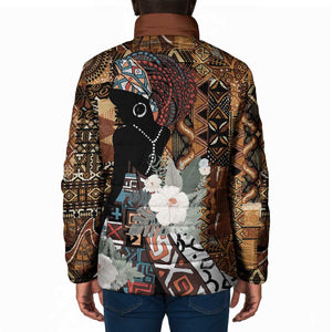 Beautiful Black Woman Padded Jacket African Tribal Pattern