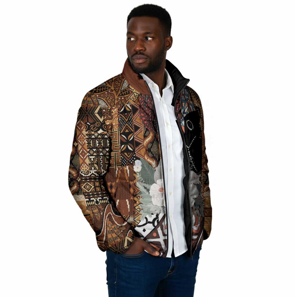 Beautiful Black Woman Padded Jacket African Tribal Pattern