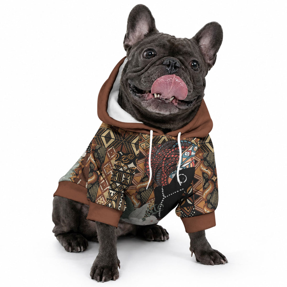 Beautiful Black Woman Pet Hoodie African Tribal Pattern