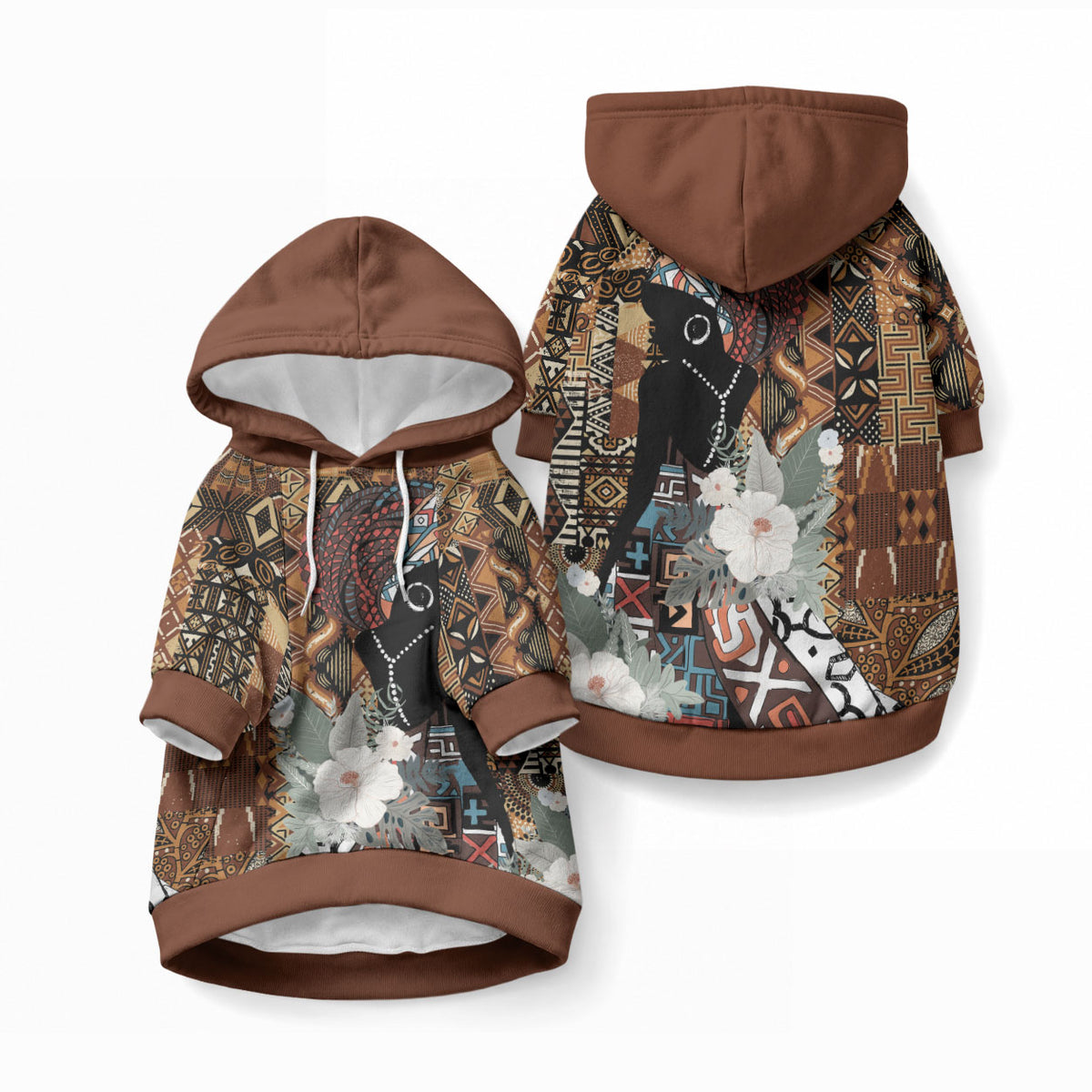 Beautiful Black Woman Pet Hoodie African Tribal Pattern