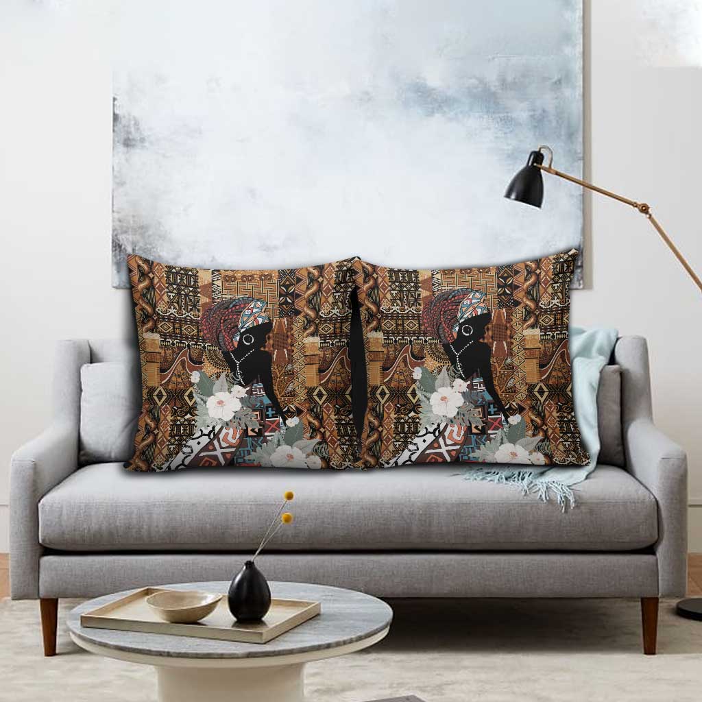 Beautiful Black Woman Pillow Cover African Tribal Pattern