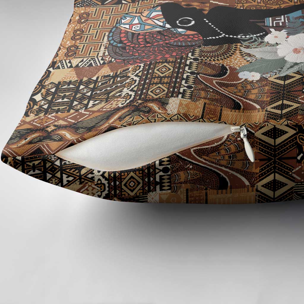 Beautiful Black Woman Pillow Cover African Tribal Pattern