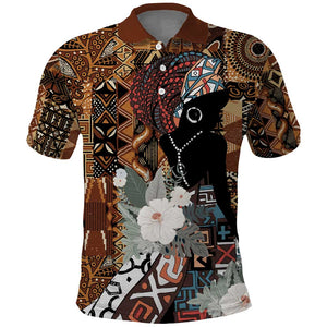 Beautiful Black Woman Polo Shirt African Tribal Pattern