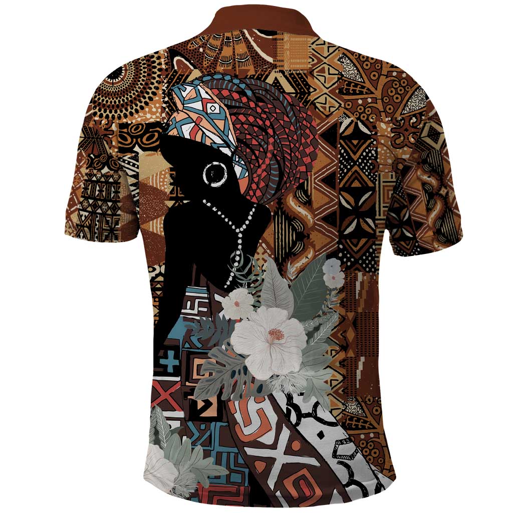 Beautiful Black Woman Polo Shirt African Tribal Pattern
