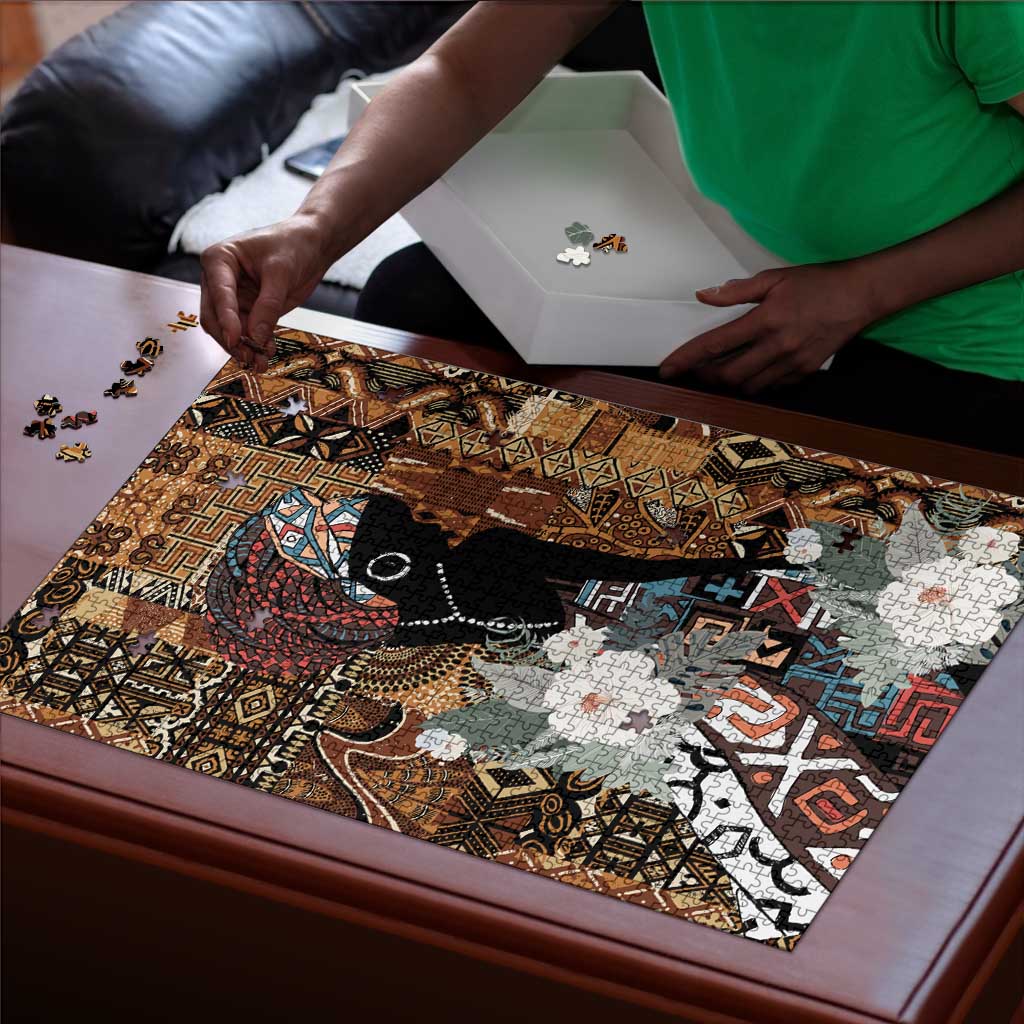 Beautiful Black Woman Puzzle African Tribal Pattern