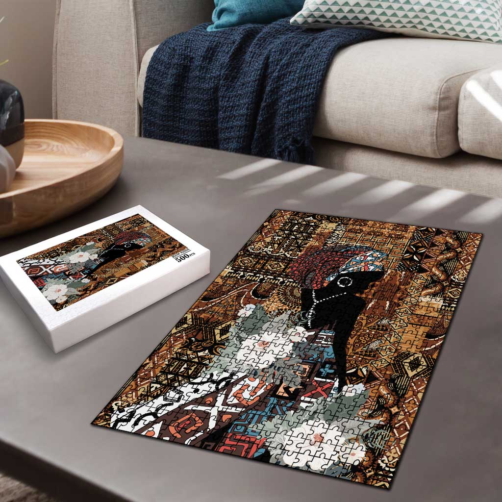 Beautiful Black Woman Puzzle African Tribal Pattern