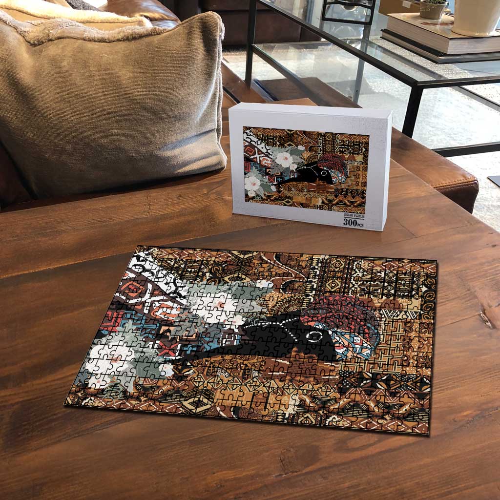 Beautiful Black Woman Puzzle African Tribal Pattern