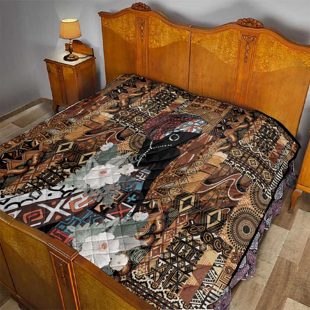 Beautiful Black Woman Quilt African Tribal Pattern