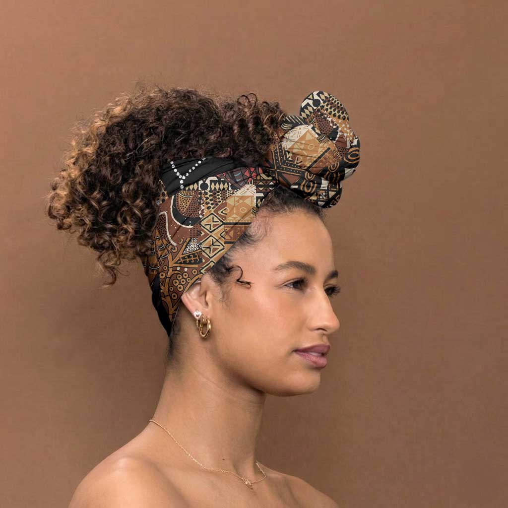 Beautiful Black Woman Simple Headwrap African Tribal Pattern