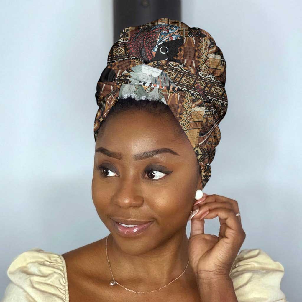 Beautiful Black Woman Simple Headwrap African Tribal Pattern