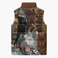 Beautiful Black Woman Sleeveless Puffer Jacket African Tribal Pattern