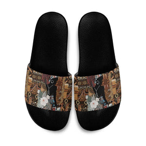 Beautiful Black Woman Slide Sandals African Tribal Pattern