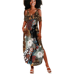 Beautiful Black Woman Summer Maxi Dress African Tribal Pattern