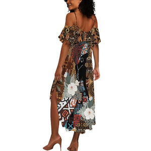 Beautiful Black Woman Summer Maxi Dress African Tribal Pattern