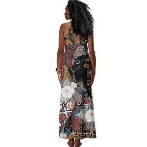 Beautiful Black Woman Tank Maxi Dress African Tribal Pattern