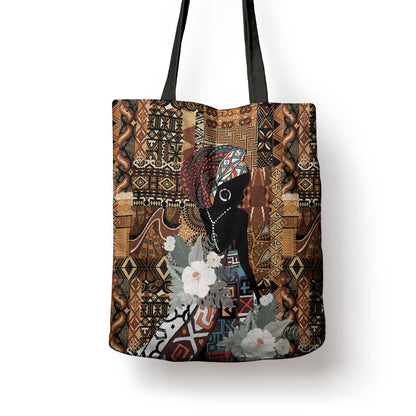 Beautiful Black Woman Tote Bag African Tribal Pattern
