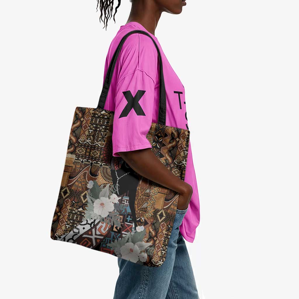 Beautiful Black Woman Tote Bag African Tribal Pattern