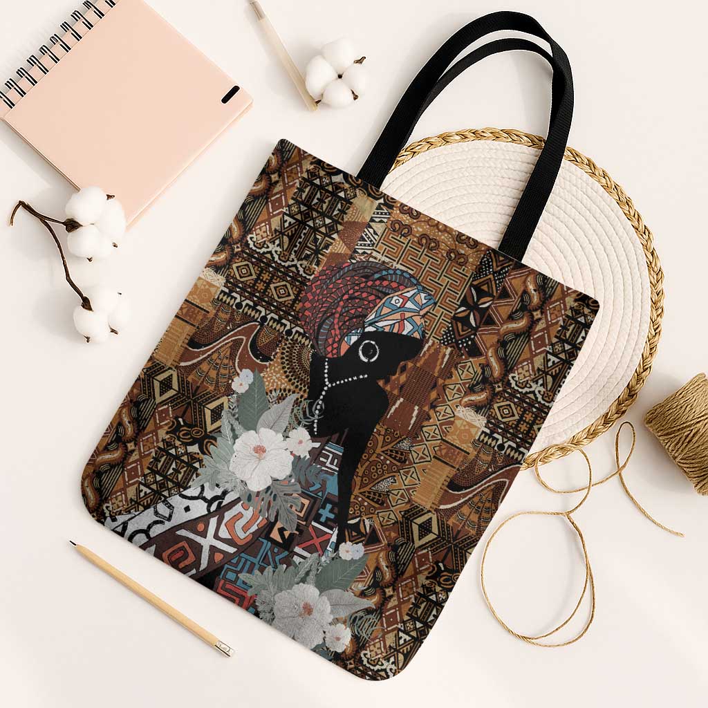 Beautiful Black Woman Tote Bag African Tribal Pattern