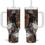 Beautiful Black Woman Tumbler With Handle African Tribal Pattern