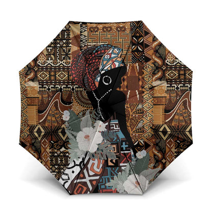 Beautiful Black Woman Umbrella African Tribal Pattern