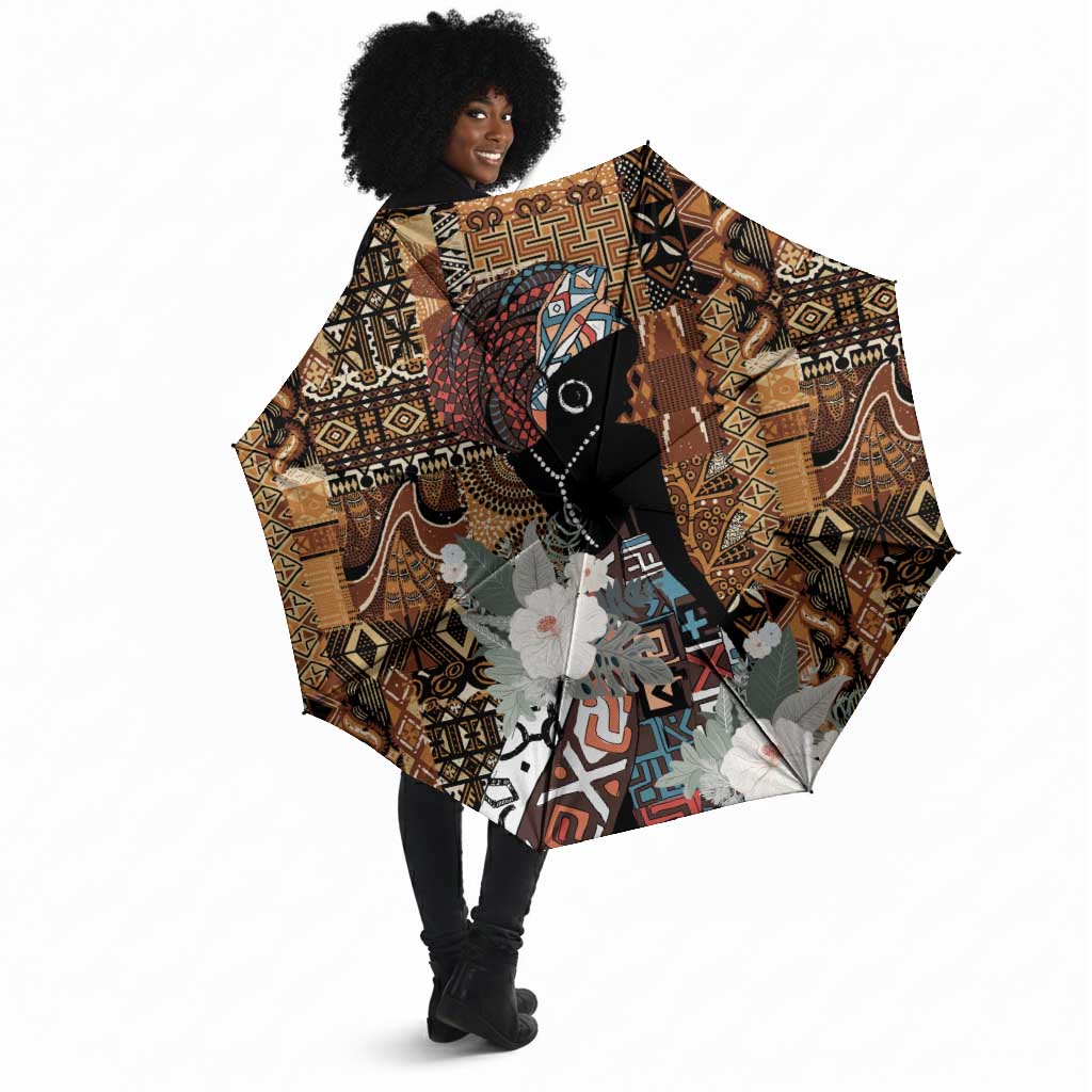 Beautiful Black Woman Umbrella African Tribal Pattern