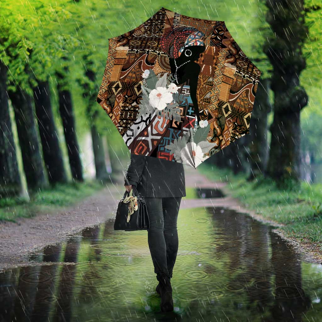 Beautiful Black Woman Umbrella African Tribal Pattern