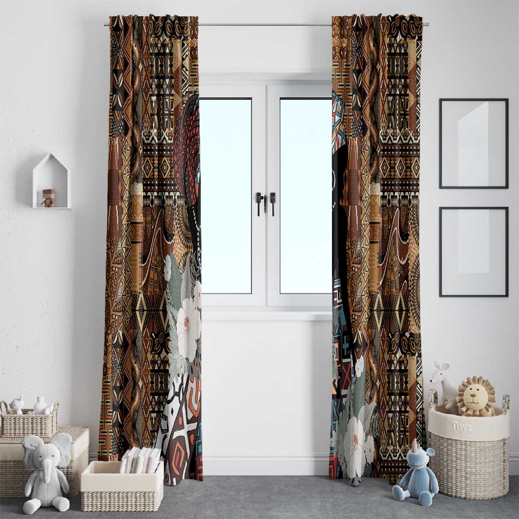 Beautiful Black Woman Window Curtain African Tribal Pattern