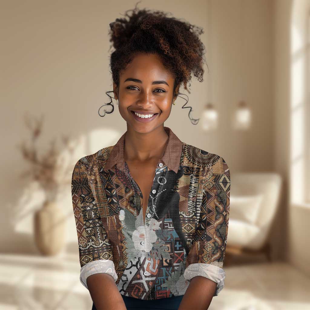 Beautiful Black Woman Women Casual Shirt African Tribal Pattern